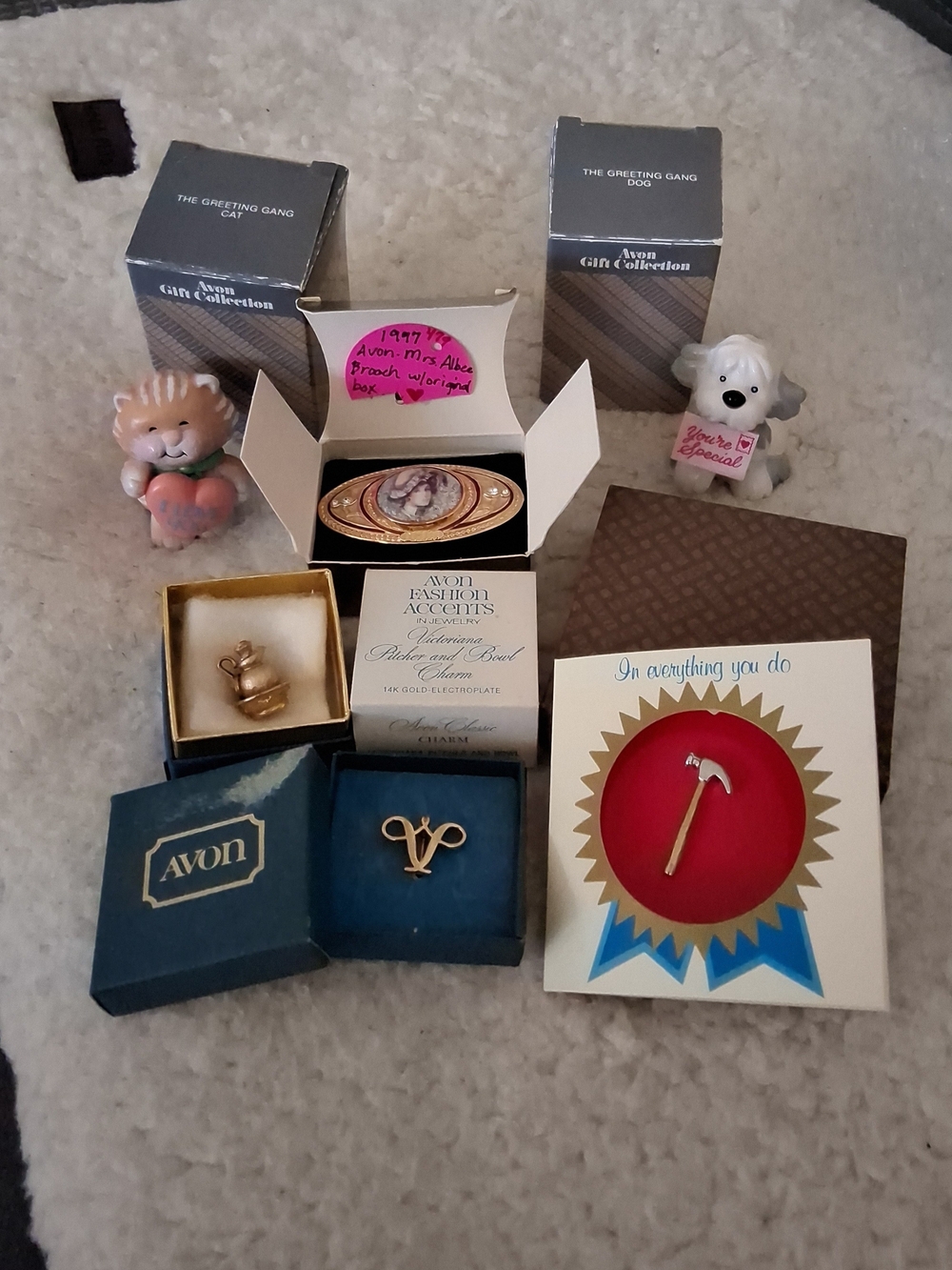Vintage Lot of 6 Avon Pins/Charm/Pets in Original Avon Boxes